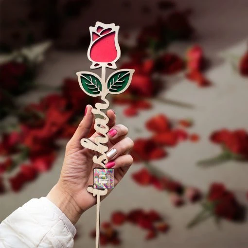 Personalised Name Wooden Rose