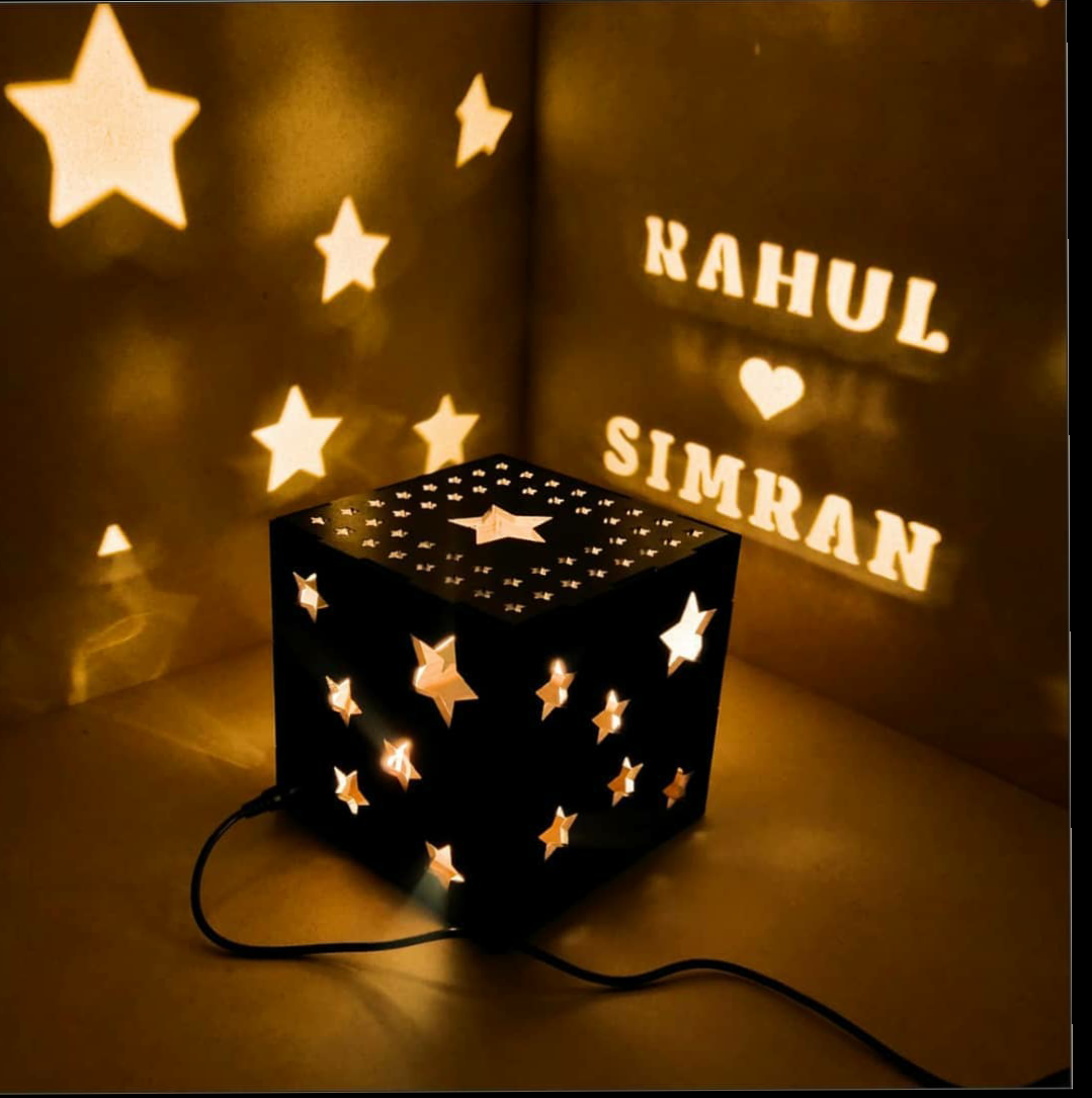 Customized Couple Name Wooden Square Shadow Box - Image 2